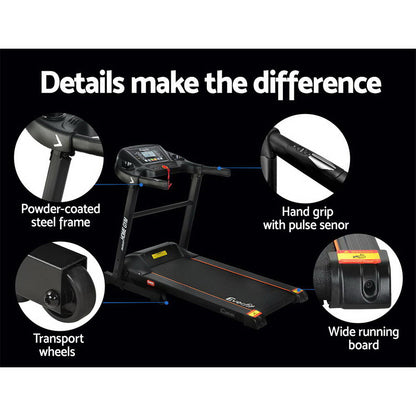 Everfit electric foldable treadmill by Hlpmedical, home gym exercise machine with 400mm running belt for fitness workouts.