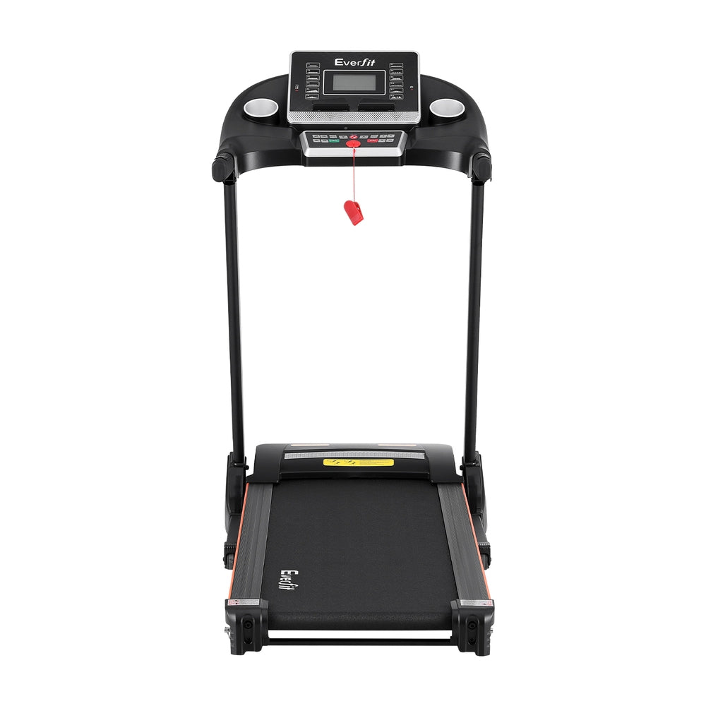 Everfit electric treadmill by Hlpmedical for home gym workouts, featuring hydraulic design and a 420mm running surface.