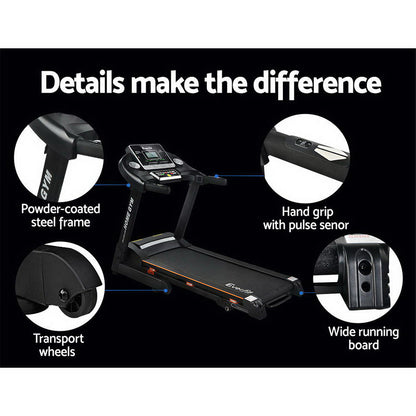 Everfit electric treadmill by Hlpmedical for home gym fitness, featuring hydraulic design and 420mm running surface.