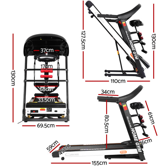 Everfit electric treadmill by Hlpmedical for home gym fitness, featuring a massager and a 450mm running belt.