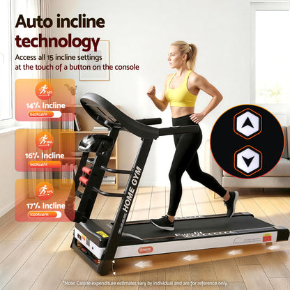 Everfit electric treadmill for home gym with massage feature, 450mm width, by Hlpmedical, suitable for fitness and exercise.