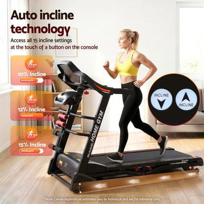 Everfit electric treadmill by Hlpmedical for home gym fitness, featuring a 480mm running surface and built-in massager.