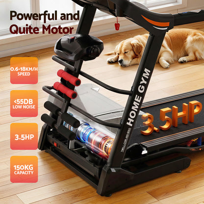 Everfit electric treadmill by Hlpmedical for home gym fitness, featuring a 480mm running belt and built-in massager.
