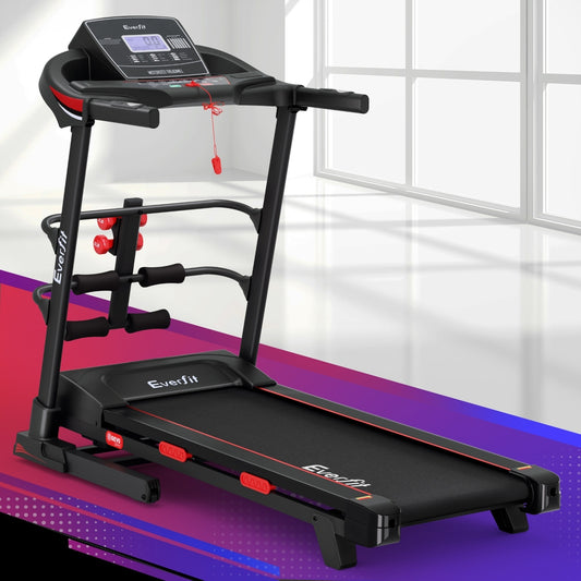 Everfit electric treadmill by Hlpmedical with sit-up bar, 420mm width, ideal for home gym, sports, and fitness exercise routines.