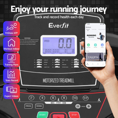Everfit electric treadmill by Hlpmedical with sit-up bar, ideal for home gym workouts and fitness exercises.