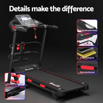 Everfit electric treadmill by Hlpmedical with sit-up bar for home gym cardio and fitness workouts.
