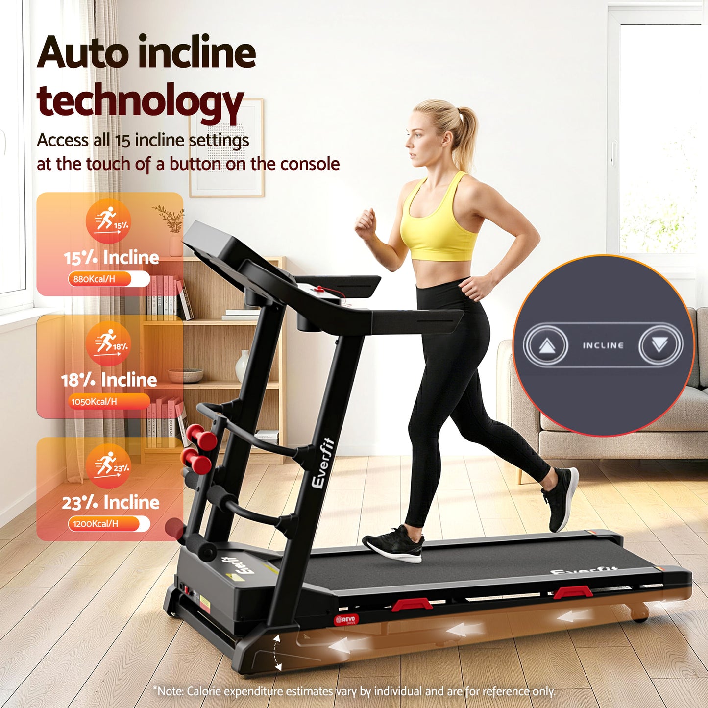 Everfit electric home treadmill with sit-up bar, ideal for gym and fitness exercises, 450mm width, black and silver design.