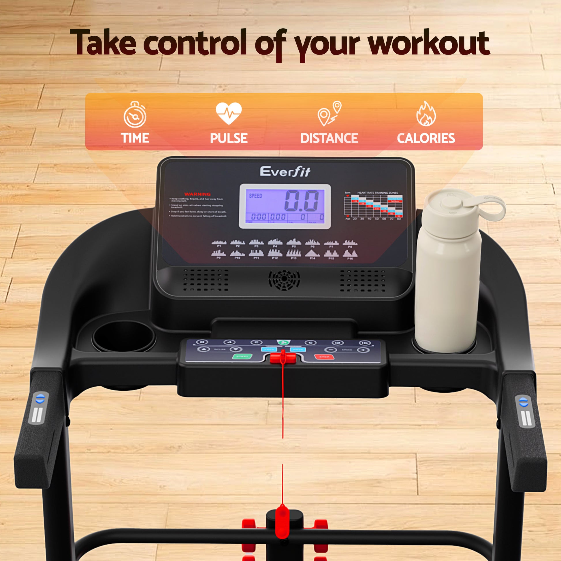 Everfit electric treadmill by Hlpmedical with sit-up bar, suitable for home gym and fitness workouts.