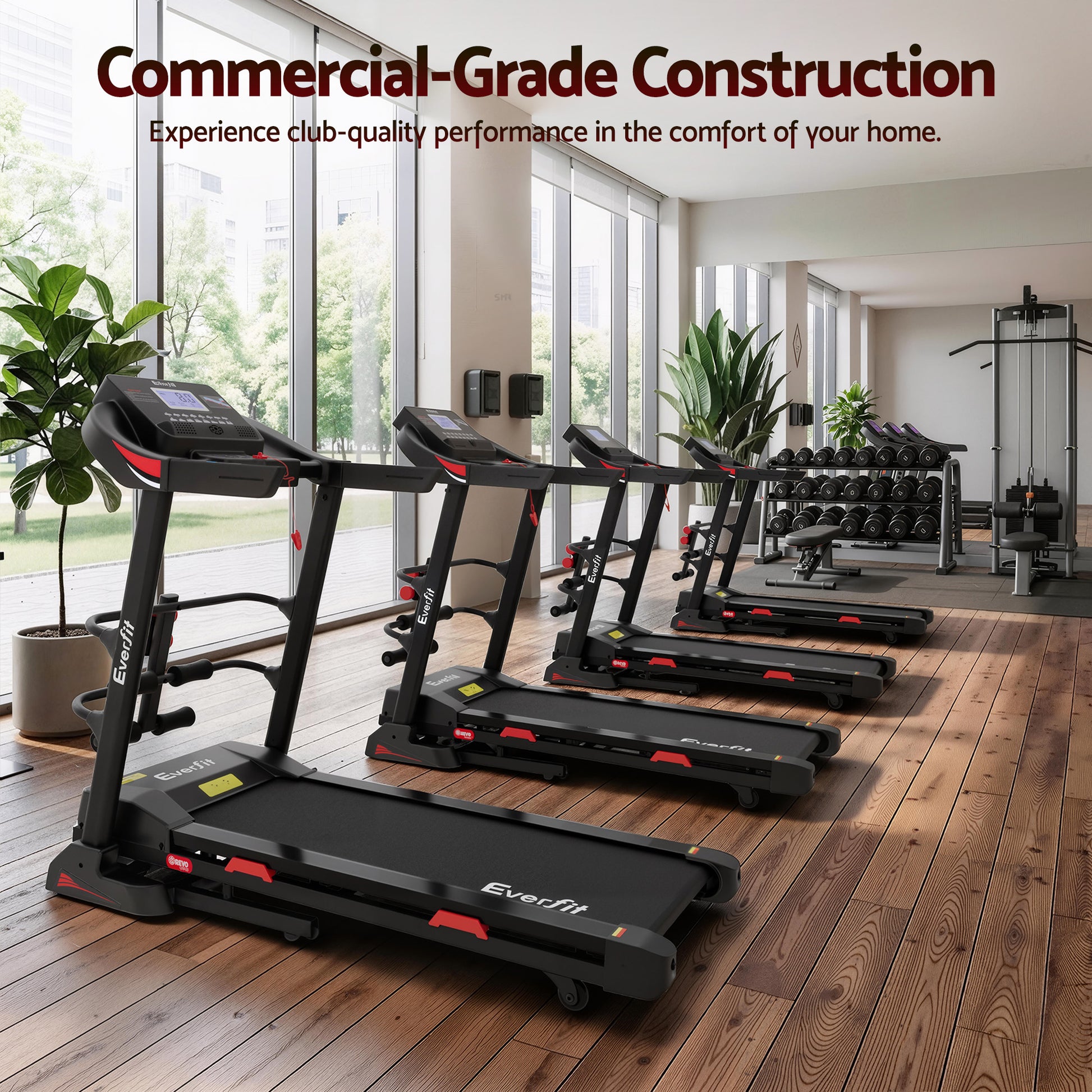 Everfit electric treadmill by Hlpmedical with sit-up bar for home gym fitness, featuring a 450mm walking belt and sturdy design.