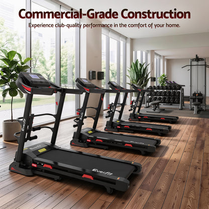 Everfit electric treadmill by Hlpmedical with sit-up bar for home gym fitness, featuring a 450mm walking belt and sturdy design.