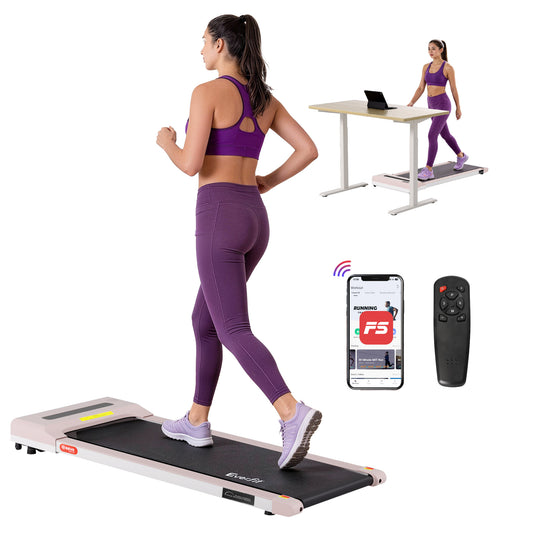 Everfit electric walking pad treadmill by Hlpmedical, compact 360mm pink design for under-desk home gym fitness and exercise.