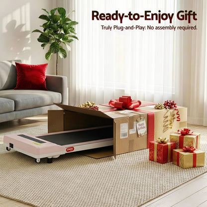 Everfit pink electric treadmill walking pad for under-desk home gym, 360mm width, compact fitness equipment by Hlpmedical