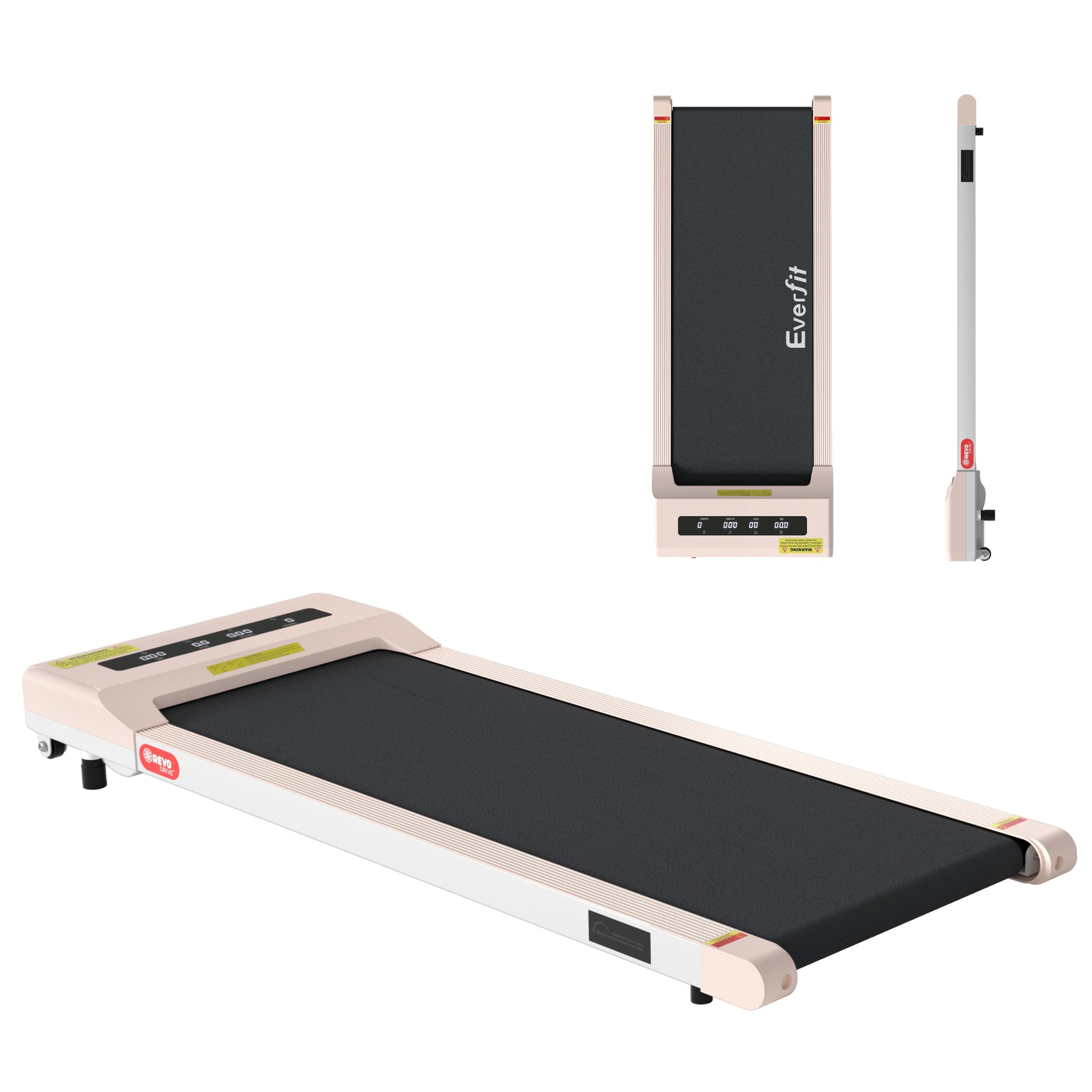 Everfit electric walking pad treadmill in pink, designed for under-desk use, suitable for home gym and fitness workouts.