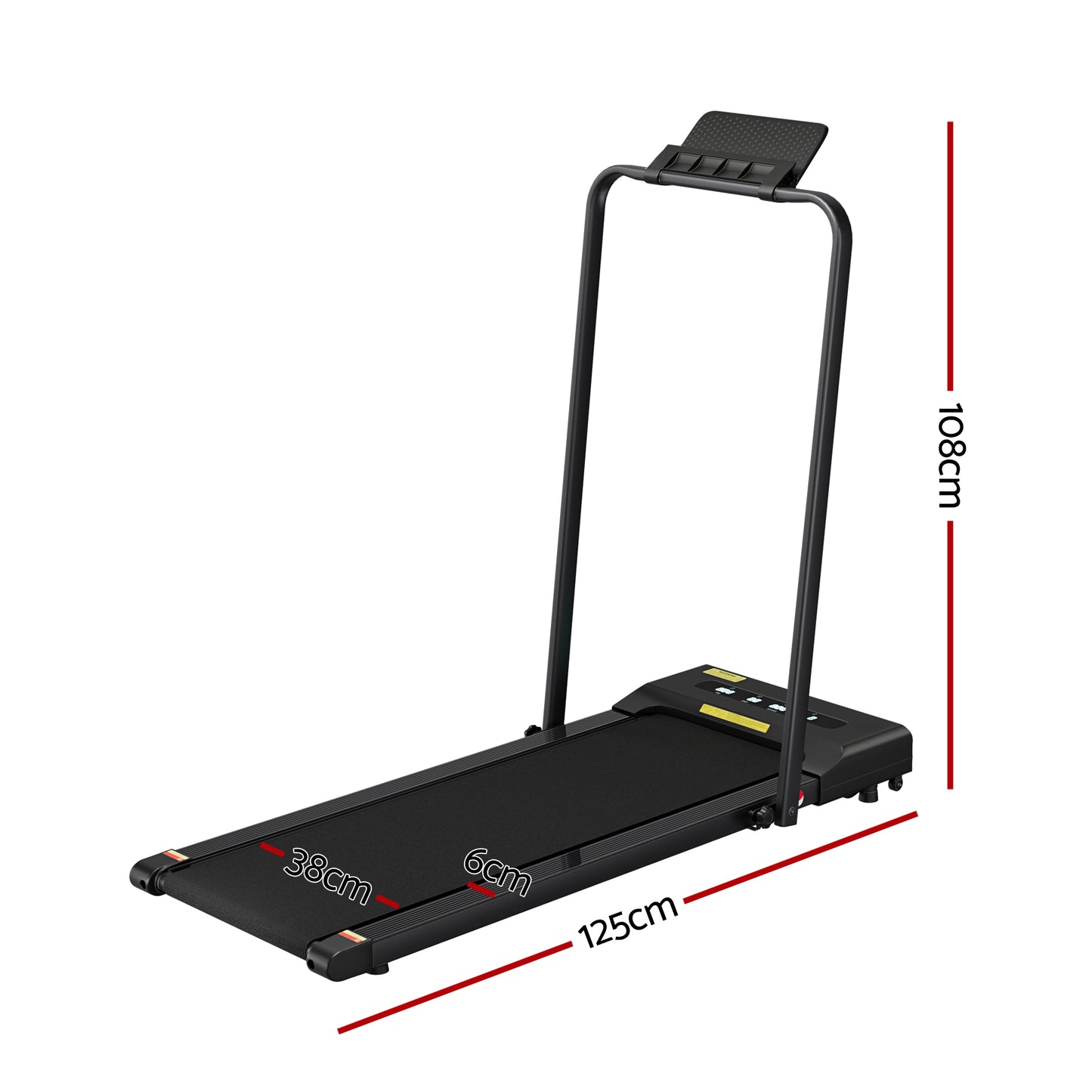 Black Everfit electric walking pad treadmill from Hlpmedical, 380mm width, designed for under-desk home gym workouts.
