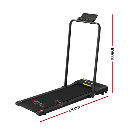 Black Everfit electric walking pad treadmill from Hlpmedical, 380mm width, designed for under-desk home gym workouts.