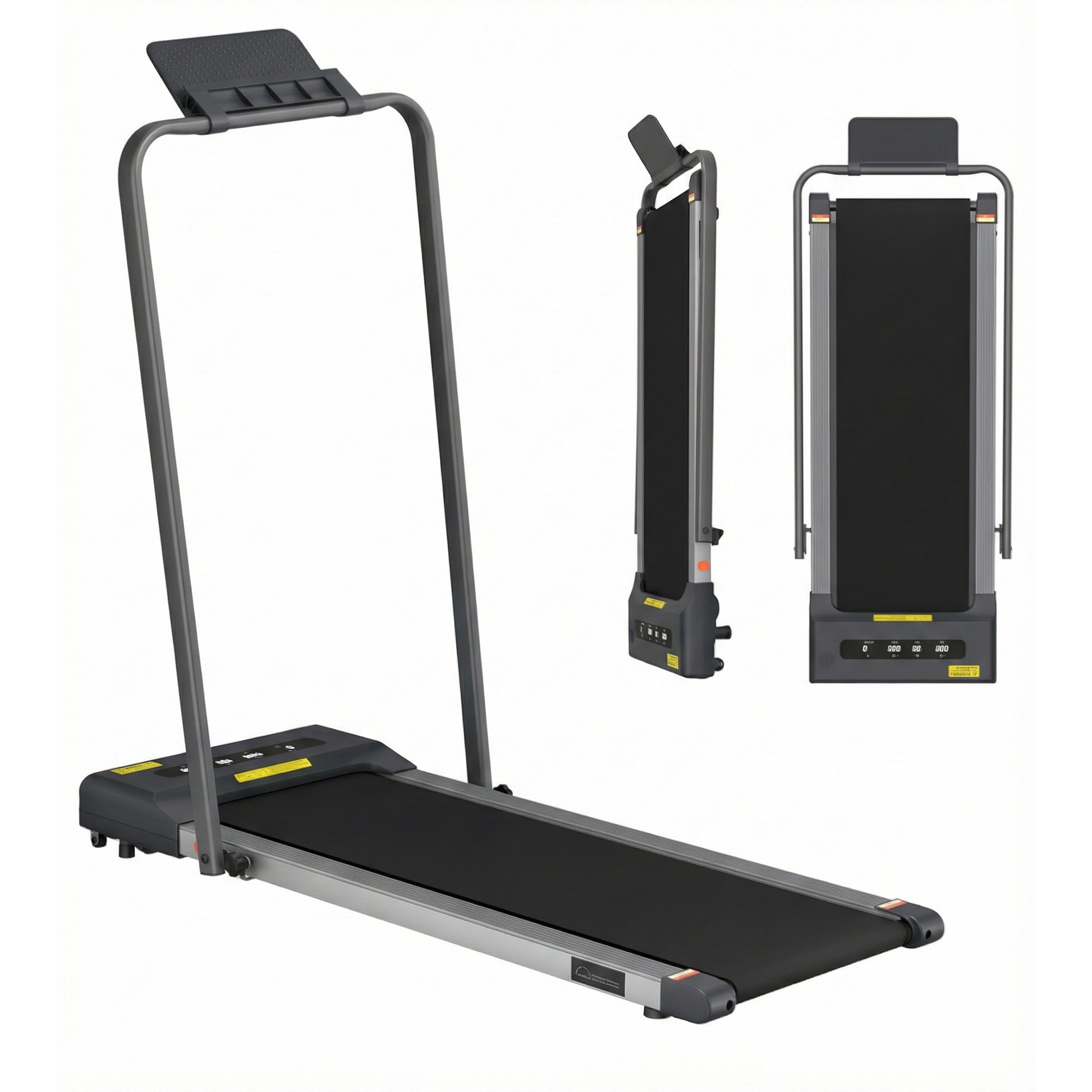 Grey Everfit electric walking pad treadmill by Hlpmedical, designed for under-desk home gym exercise, 380mm width.