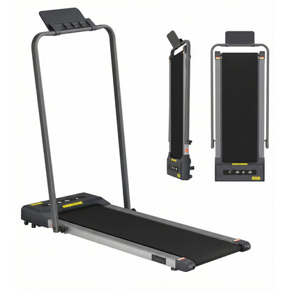 Grey Everfit electric walking pad treadmill by Hlpmedical, designed for under-desk home gym exercise, 380mm width.