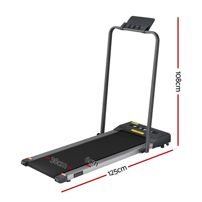 Everfit electric walking pad treadmill in grey, 380mm width, designed for under-desk home gym fitness by Hlpmedical.