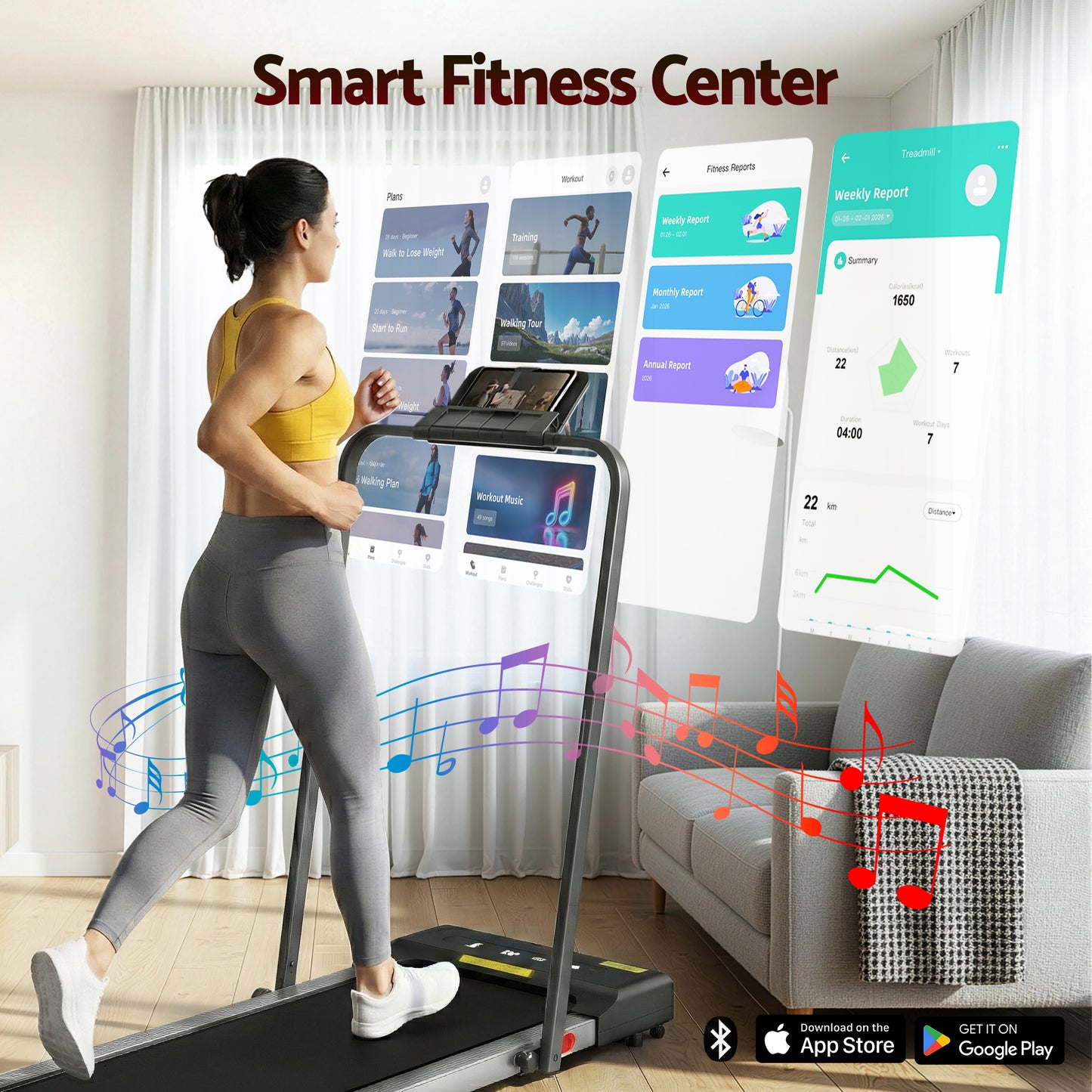 Grey Everfit electric walking pad treadmill for home gym, compact 380mm width, suitable for under-desk walking and fitness.