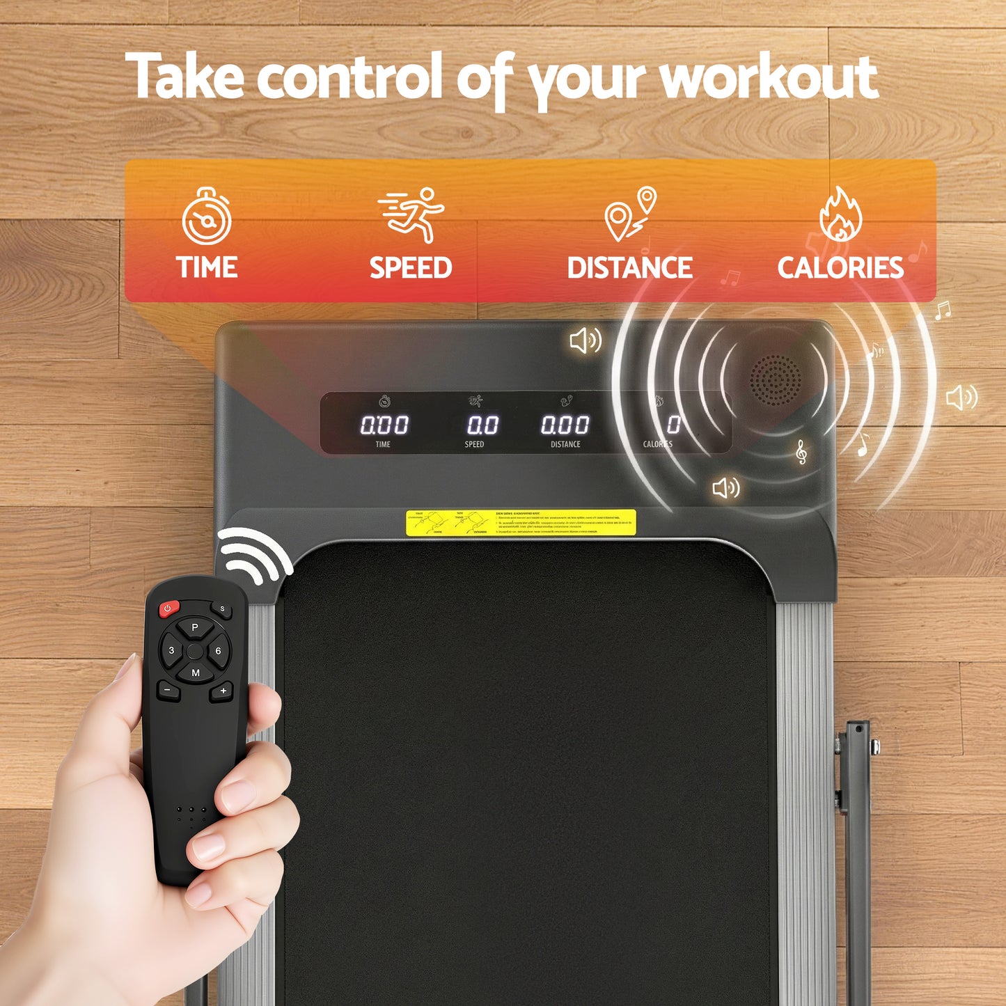 Everfit electric treadmill walking pad in grey, compact under-desk home gym equipment for fitness and exercise.