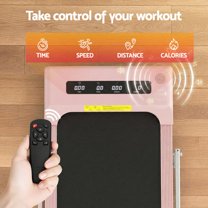 Everfit electric walking pad treadmill by Hlpmedical, pink 380mm width, designed for under-desk home gym walking workouts.