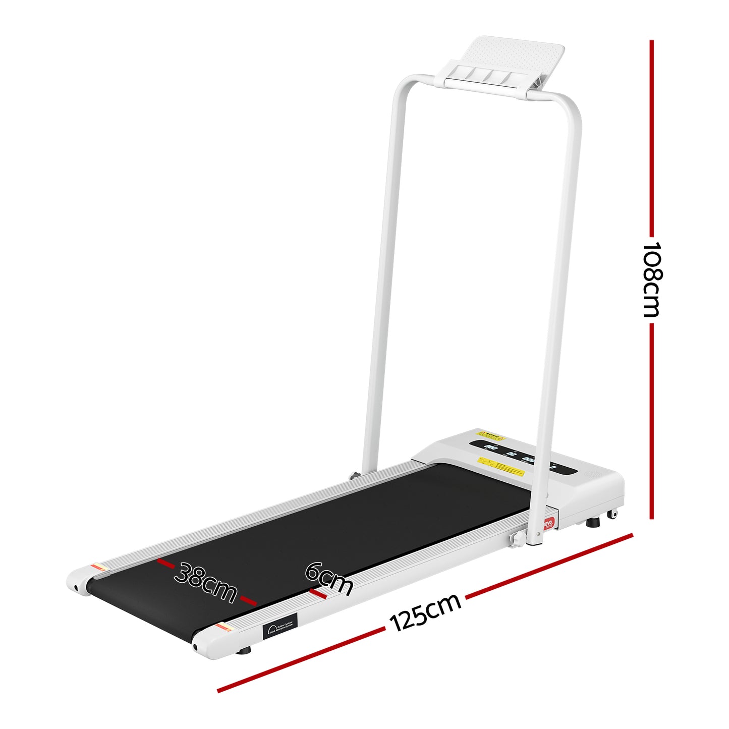 Everfit electric walking pad treadmill by Hlpmedical for under-desk home gym, white with 380mm width for fitness and exercise.
