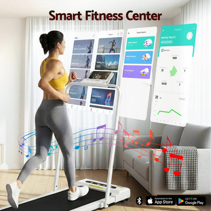 Everfit electric treadmill walking pad by Hlpmedical, white 380mm under-desk design for home gym and fitness workouts.