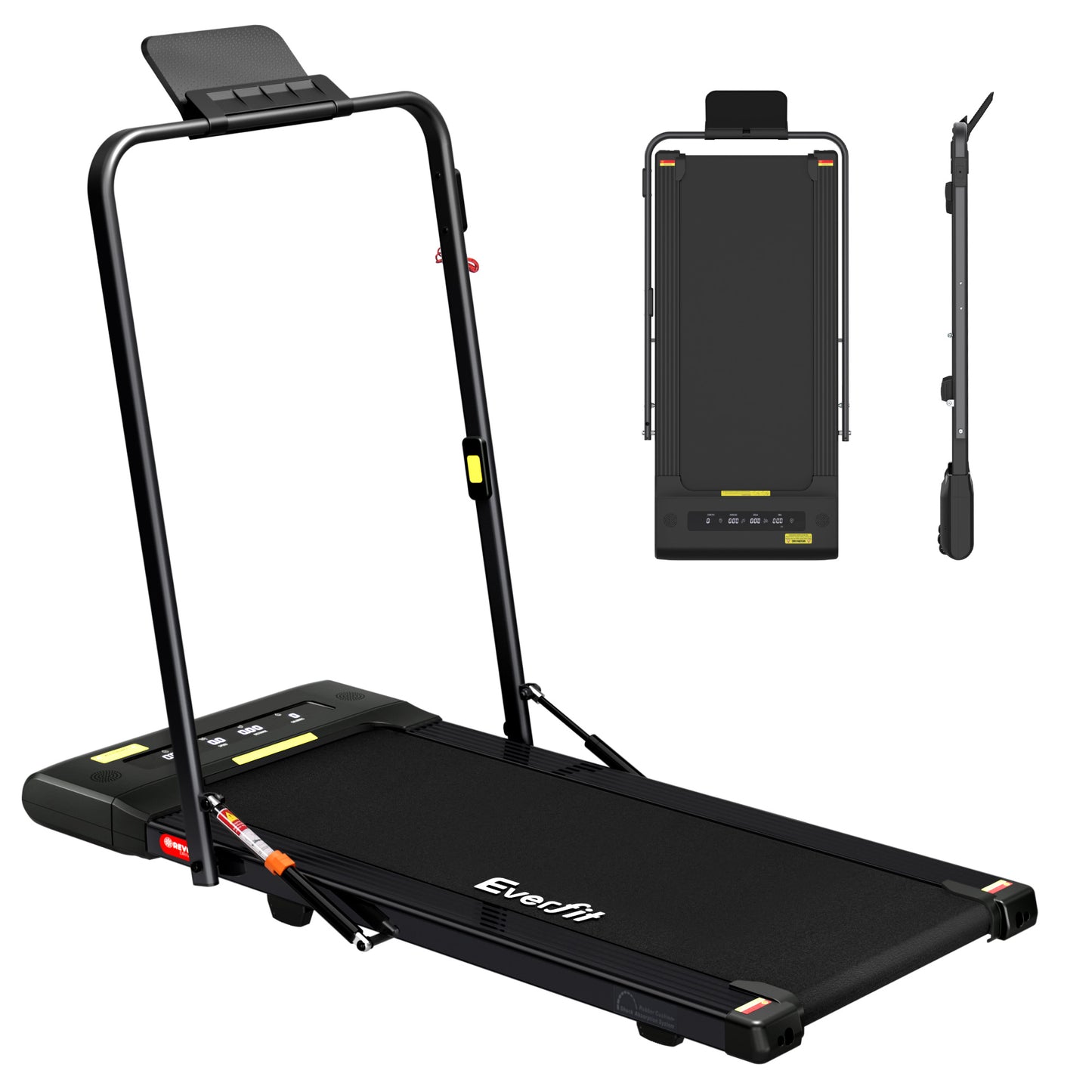 Everfit electric walking pad treadmill by Hlpmedical, black compact design for under-desk home gym fitness, 400mm width.