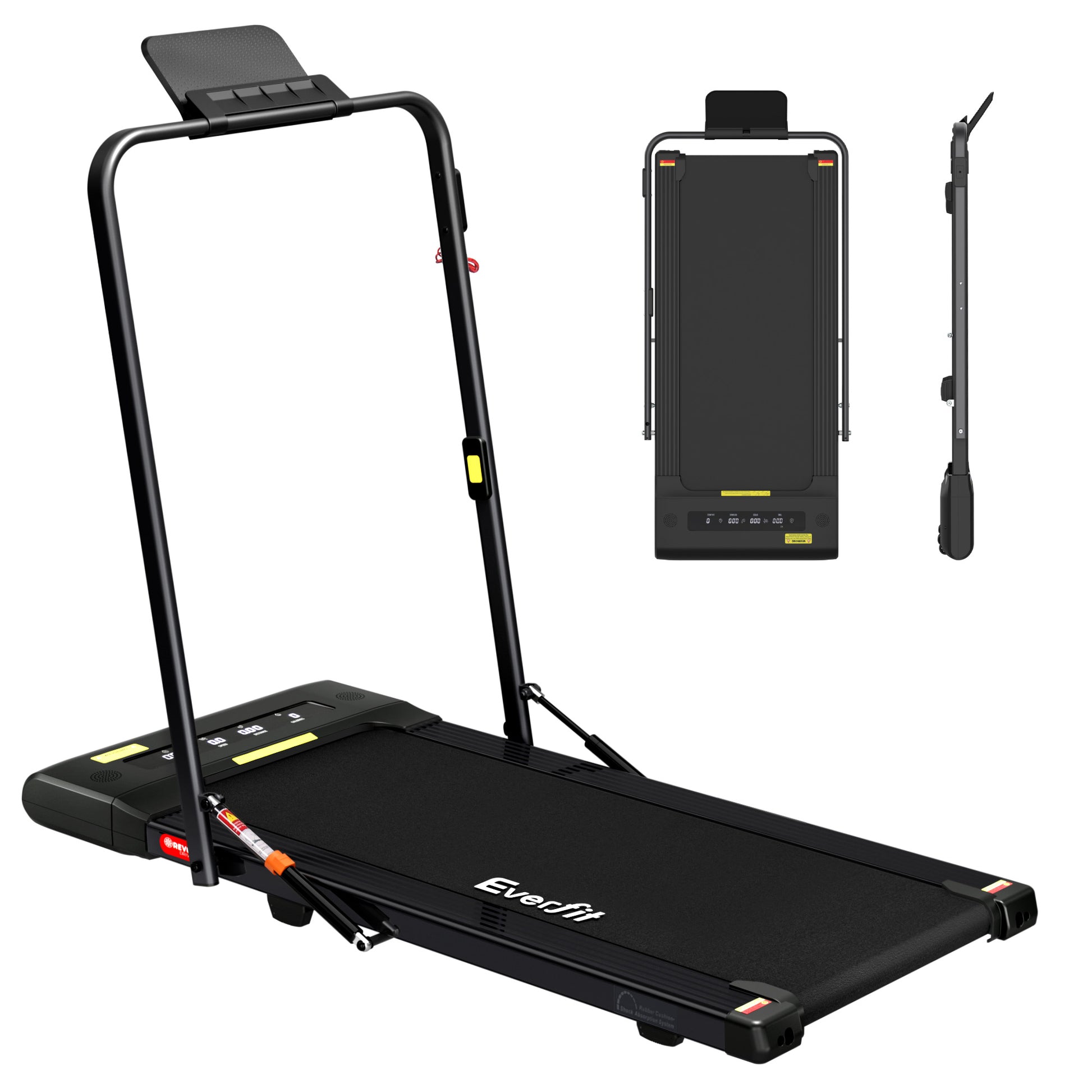 Everfit electric walking pad treadmill by Hlpmedical, black compact design for under-desk home gym fitness, 400mm width.