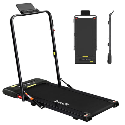 Everfit electric walking pad treadmill by Hlpmedical, black compact design for under-desk home gym fitness, 400mm width.