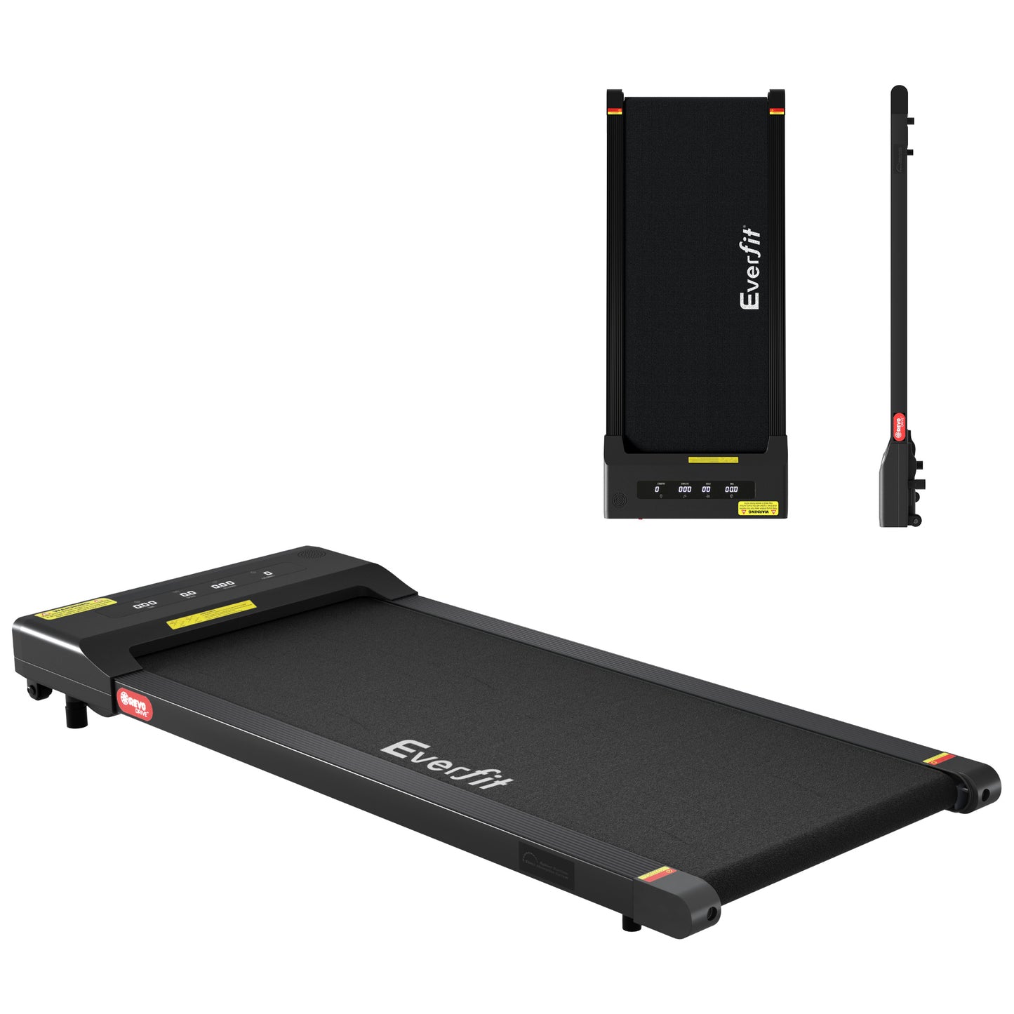 Everfit electric walking treadmill pad in black, 400mm wide, for under-desk home gym fitness and walking workouts.