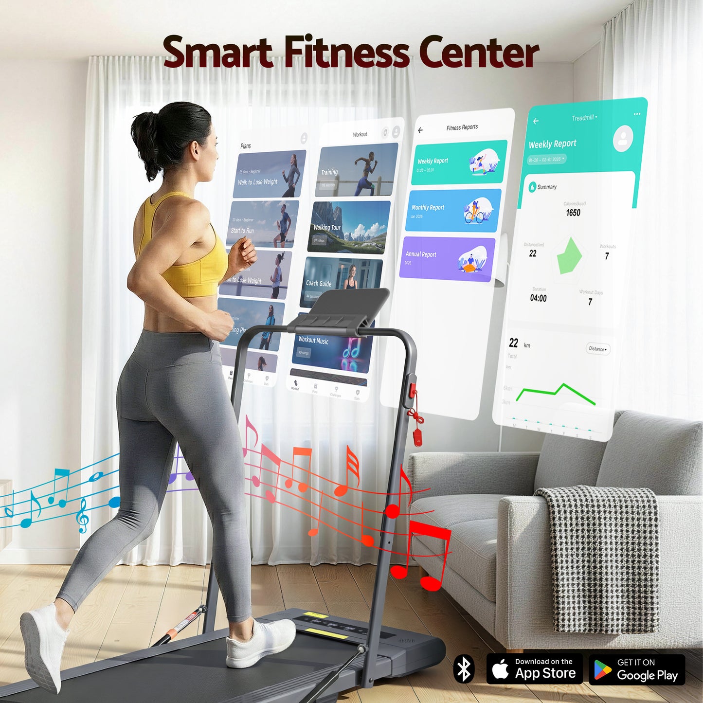Everfit electric walking treadmill by Hlpmedical, compact grey under-desk design for home gym and fitness walking workouts.
