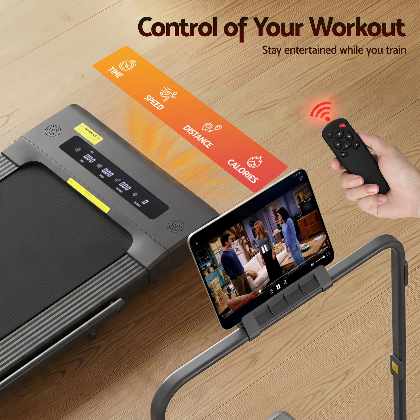 Everfit electric treadmill walking pad in grey, compact under-desk design for home gym and fitness workouts.