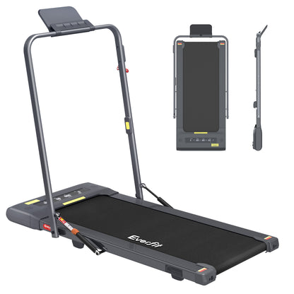 Grey Everfit electric treadmill walking pad for under-desk home gym, with a 400mm belt width, suitable for fitness and exercise.