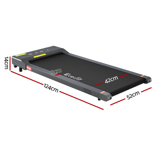Everfit electric walking pad treadmill in grey, compact under-desk design for home gym and fitness workouts.