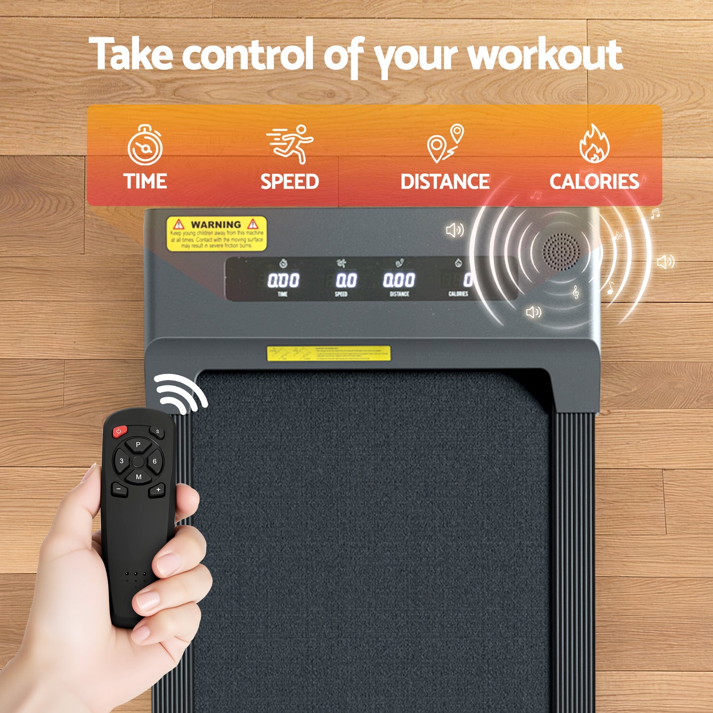 Everfit electric walking pad treadmill in grey for home gym, compact 400mm width under-desk exercise fitness equipment.