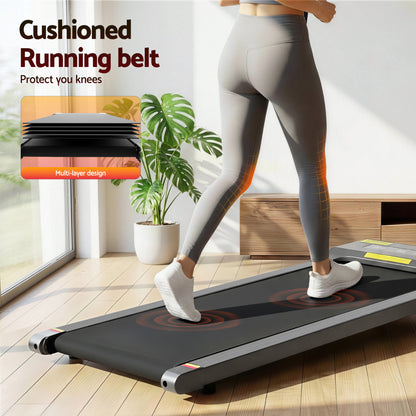 Everfit electric walking pad treadmill by Hlpmedical, 400mm wide grey under-desk home gym treadmill for walking fitness.