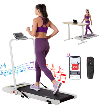 White Everfit electric treadmill walking pad for home gym, compact 400mm width, suitable for under-desk exercise by Hlpmedical.