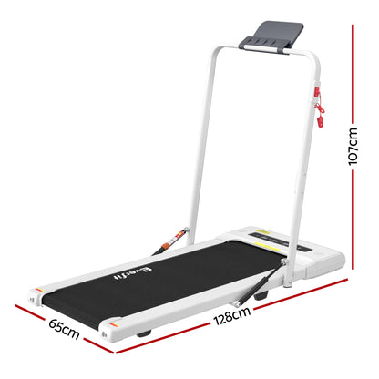 White Everfit electric treadmill walking pad for under-desk home gym, featuring a 400mm width for fitness and exercise.