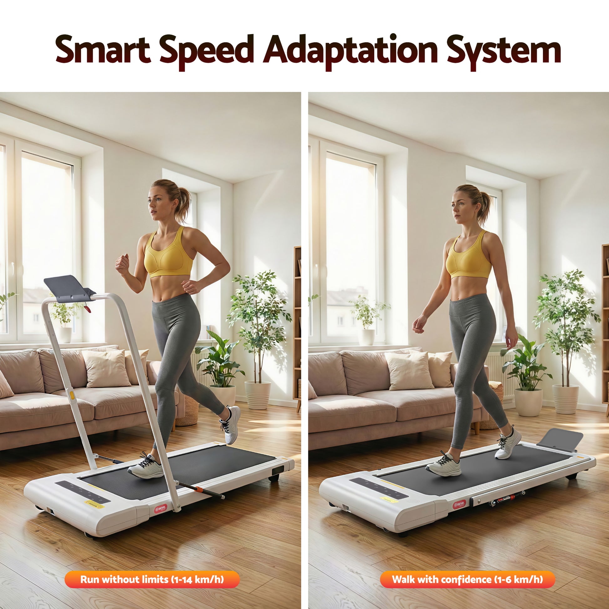 Everfit electric walking pad treadmill by Hlpmedical, white 400mm width, designed for under-desk home gym fitness use.