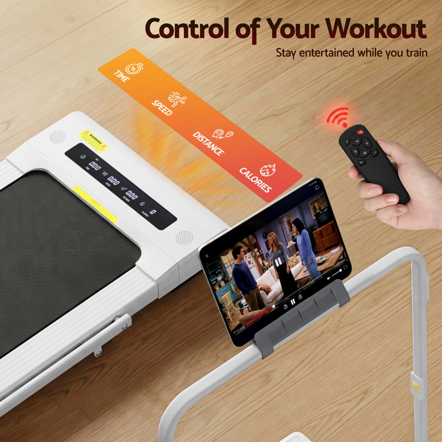 Everfit electric walking pad treadmill by Hlpmedical, white compact under-desk fitness equipment for home gym exercise.