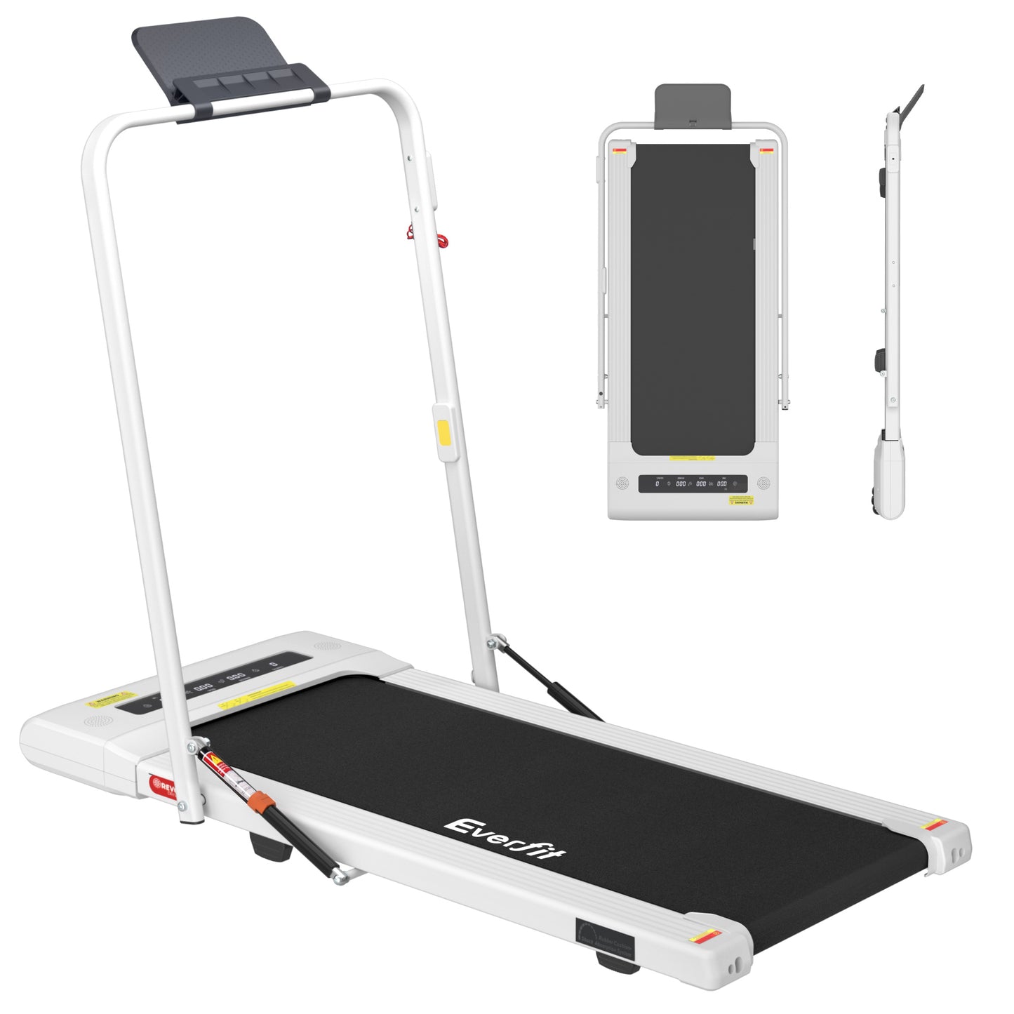 White Everfit electric treadmill walking pad for under-desk home gym, 400mm width, suitable for fitness and exercise routines.