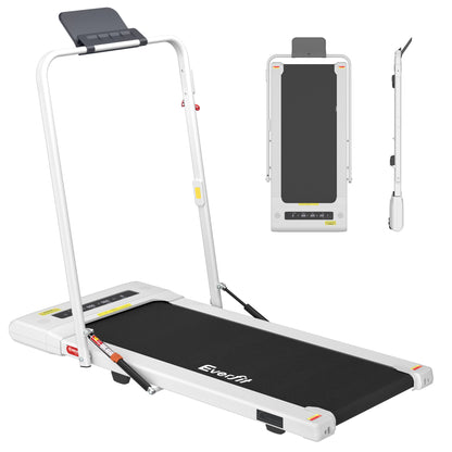 White Everfit electric treadmill walking pad for under-desk home gym, 400mm width, suitable for fitness and exercise routines.