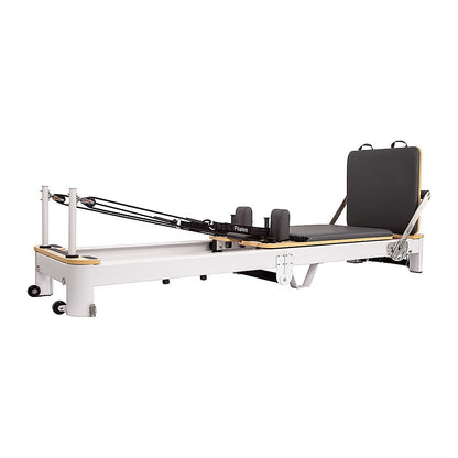 Hlpmedical folding Pilates Reformer machine for full-body home workout, featuring padded bed and resistance straps for fitness training.