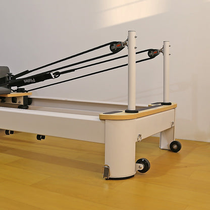 Hlpmedical folding Pilates Reformer machine for full-body home workout, yoga, and fitness training with adjustable components.