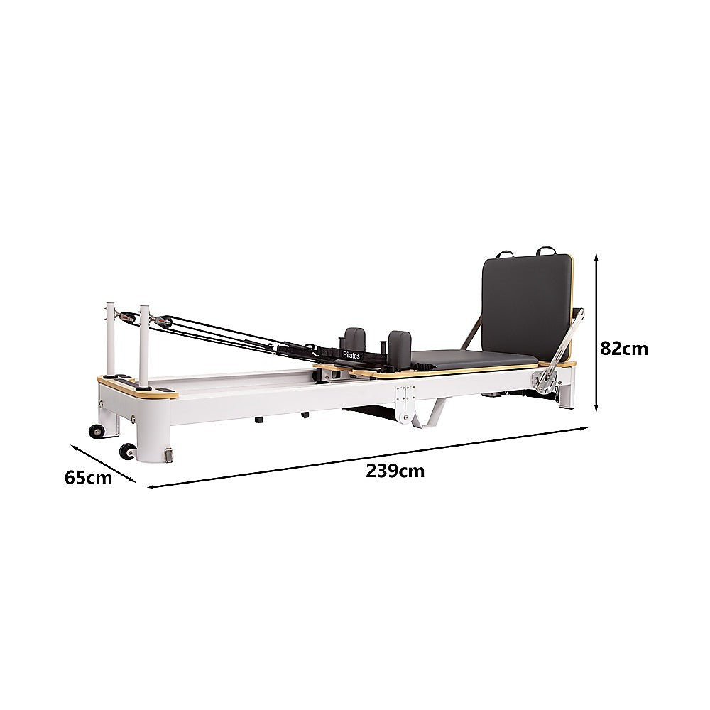 Hlpmedical folding Pilates reformer machine for full-body home workout, featuring adjustable resistance and compact design.