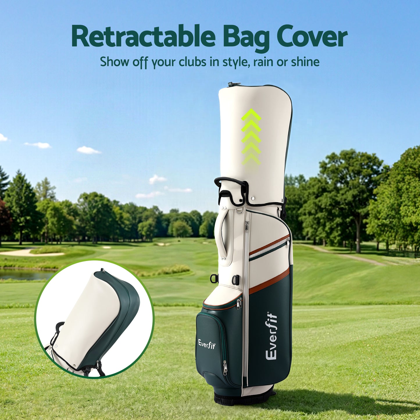 Everfit lightweight golf stand bag with dual straps and club divider, designed for easy carry and organized golf accessories.