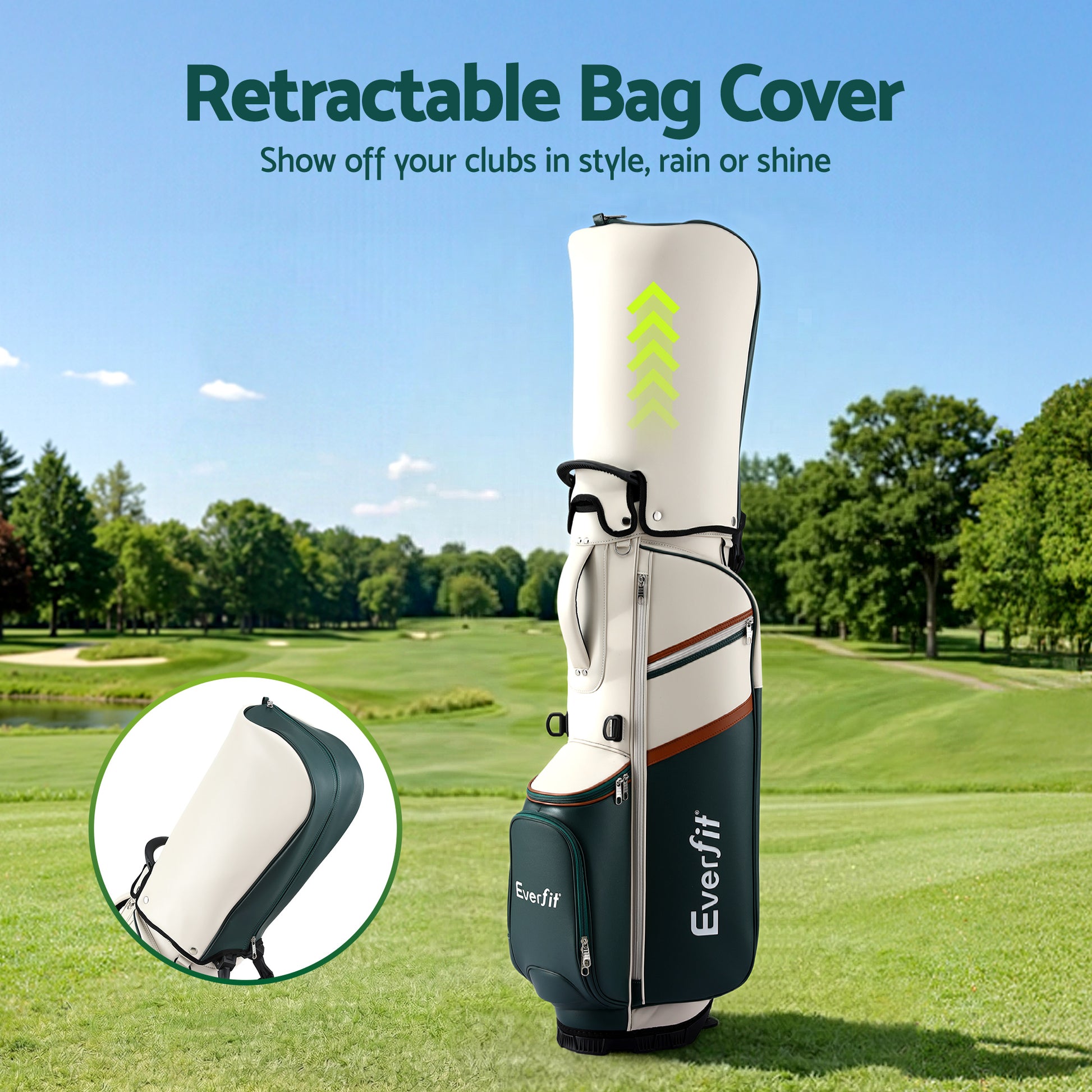 Everfit lightweight golf stand bag with dual straps and club divider, designed for easy carry and organized golf accessories.