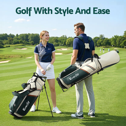 Everfit lightweight golf stand bag with dual straps and club divider, designed for easy carrying and organization.