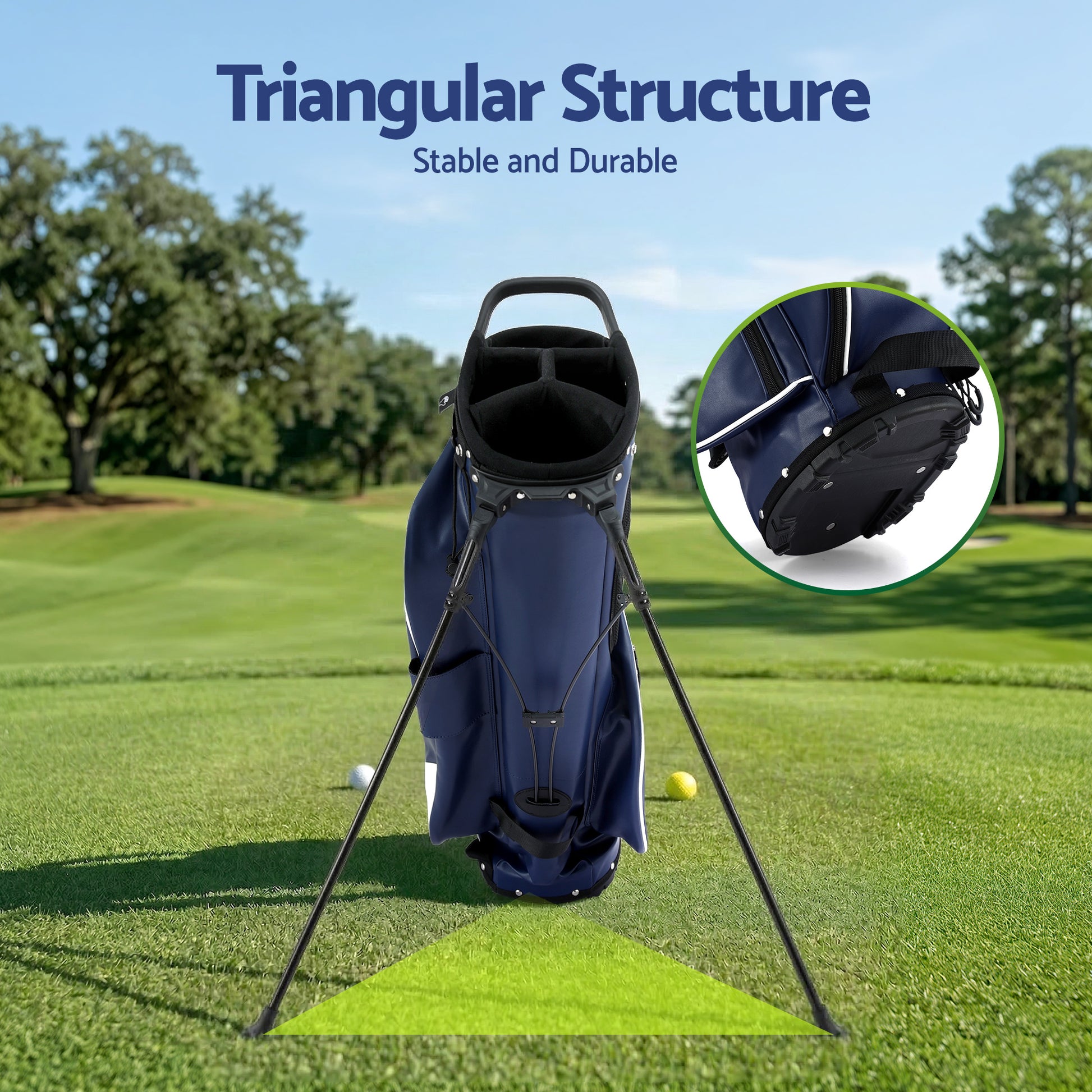 Everfit lightweight golf stand bag with dual straps, club divider, in blue, designed for easy carrying and organization.